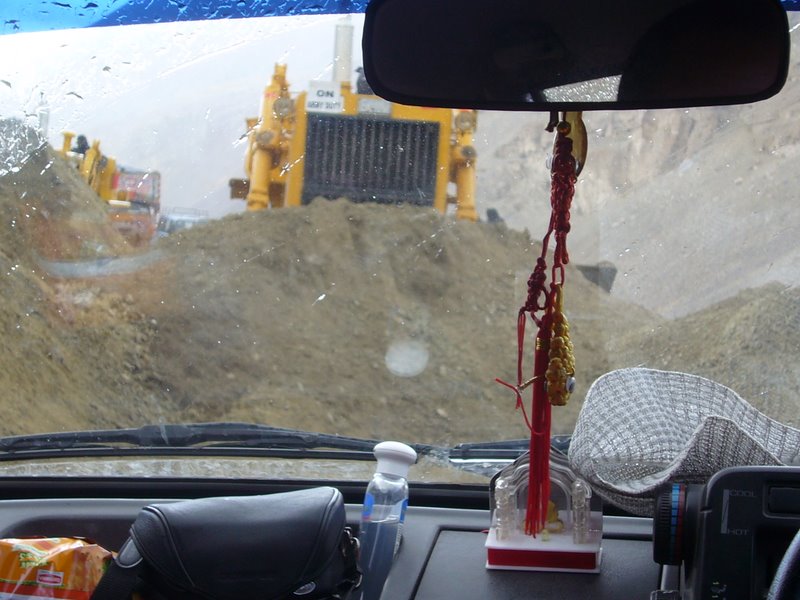 The bulldozer stopped within metres.